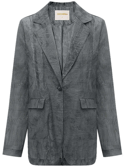 Ink-Washed Draped Striped Blazer-3